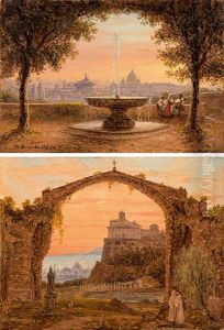 Counterparts: View Of Rome From Monte Pincio; View Of Rome by Johann Wilhelm Bruecke