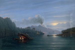 Vollmond Uber Dem Golf Von Neapel by Johann Wilhelm Bruecke