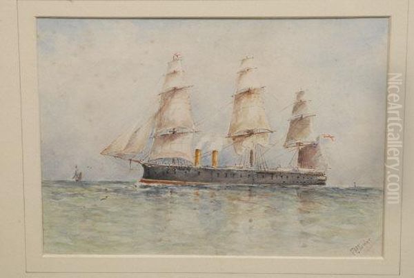 A Set Of Three, English Sail Steam Ships At Sea - view 1