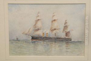 A Set Of Three, English Sail Steam Ships At Sea by John Taylor Allerston
