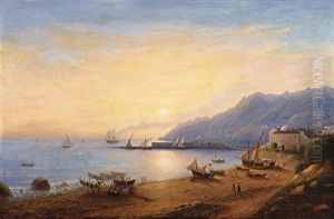 The Bay Of Salerno by Johann Wilhelm Bruecke