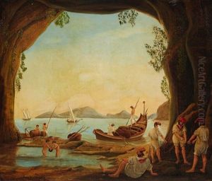 Fishers Off The Italian Coast by Johann Wilhelm Bruecke