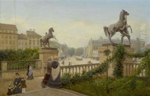 Blick Auf Die Linden Mit Dem Berliner Stadtschloss by Johann Wilhelm Bruecke