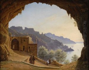 Blick Aus Einer Grotte Auf Die Kuste Von Amalfi