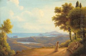 Felsige Kustenlandschaft Mit Figurlicher Staffage