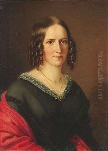Bildnis Einer Dame Im Schwarzen Kleid Mit Rotem Cape (caroline Knapp?)