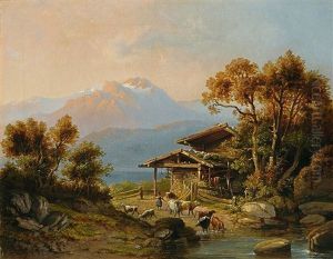 Alm Am Gebirgssee / Muhle Am Gebirgsbach (2 Works) by Heinrich Karl Brueckner