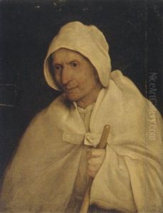 A Study Of A Pilgrim Holding A Staff