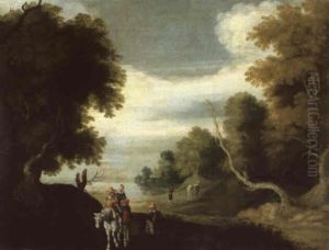 Nachfolge - Bewaldete Seenlandschaft Mit Staffage