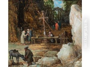 Einsiedelei Mit Monchen Und Herannahenden Pilgern by Jan Brughel