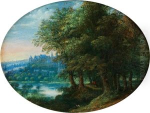 Waldlandschaft Mit Blick Auf Die Prager Burg by Jan Brughel