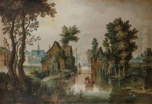 Village En Bordure De Riviere Anime De Personnages