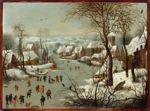 Paysage D'hiver A La Trappe Aux Oiseaux by Jan Brughel