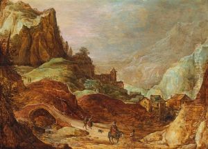 A Mountainous Landscape With A Horseman And Travellers On A Path by Jan Brughel