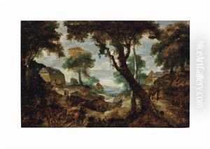 Travelers Along A Village Path by Jan Brughel