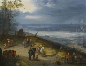 An Extensive Wooded Landscape With Travelers by Jan Brughel