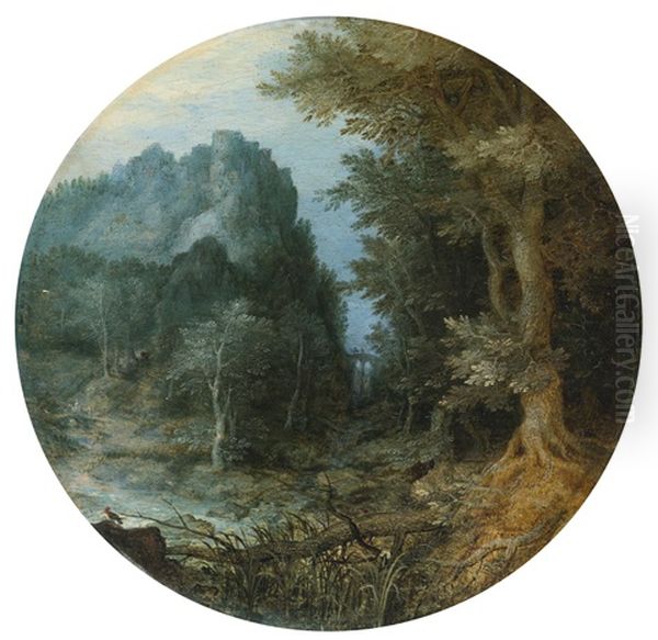 Rocky Forest Landscape With Castle - view 1