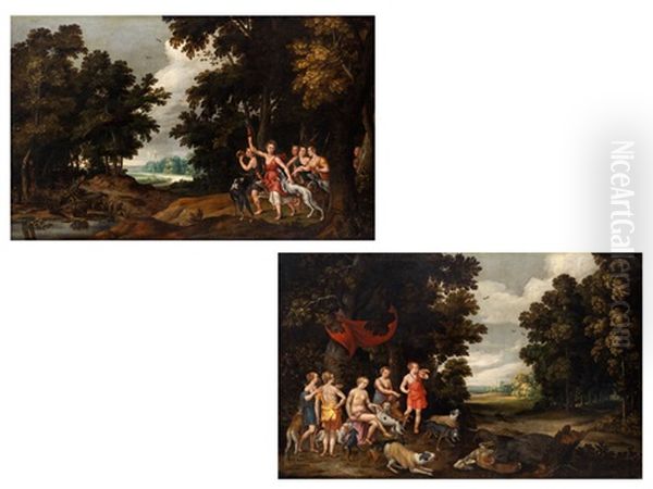 Diana Und Die Nymphen Auf Der Jagd Sowie Diana Und Die Nymphen Nach Der Jagd Rastend - view 1