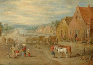 Dorfstrase Mit Einem Kanal by Jan Brughel