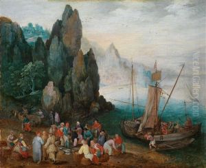 Eine Kustenlandschaft Mit Fischmarkt