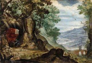 Rocky Landscape With Hermit by Jan Brughel