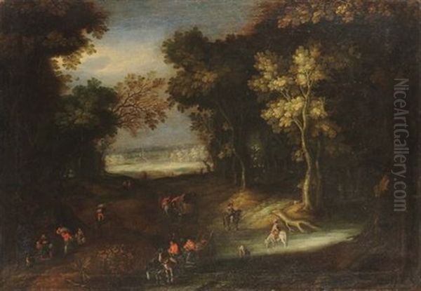 Paesaggio Boschivo Con Personaggi - view 1