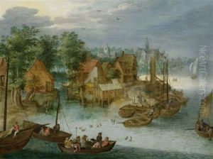Fischerdorf Am Wasser by Jan Brughel