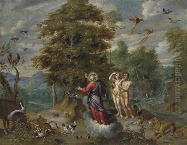 A Wooded Landscape With God Showing Adam And Eve The Tree Of Knowledge, Surrounded By Animals - view 1