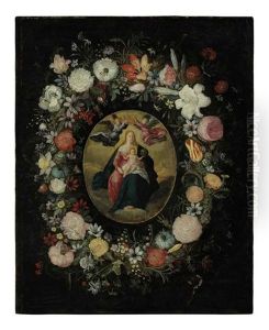The Virgin And Child With Angels Surrounded By Flowers by Jan Brughel
