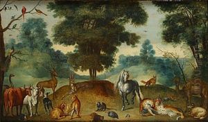 Dieren In Het Paradijs by Jan Brughel