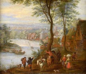 Tavern On The River Bank by Jan Brughel