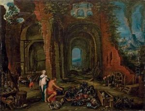 Venus Dans La Forge De Vulcain by Jan Brughel