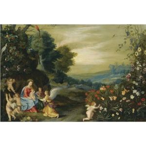 An Extensive Landscape With The Rest On The Flight To Egypt by Jan Brughel