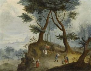 Waldlandschaft Mit Bauern by Jan Brughel