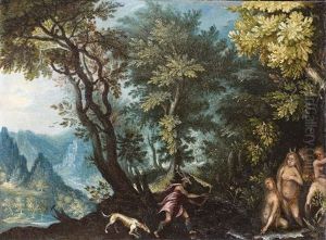 Diana Und Aktaon In Einer Waldlandschaft by Jan Brughel