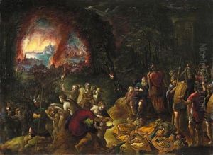 Aeneas Und Anchises Fliehen Aus Dem Brennenden Troja by Jan Brughel