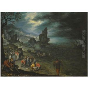 An Extensive Coastal Landscape With Fishermen Landing And Selling Their Catch, The Sacrifice Of Jonah Offshore