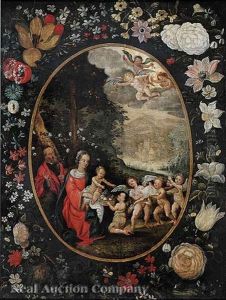 Angel Succoring The Holy Family, In Their Rest On The Flight Into Egypt by Jan Brughel