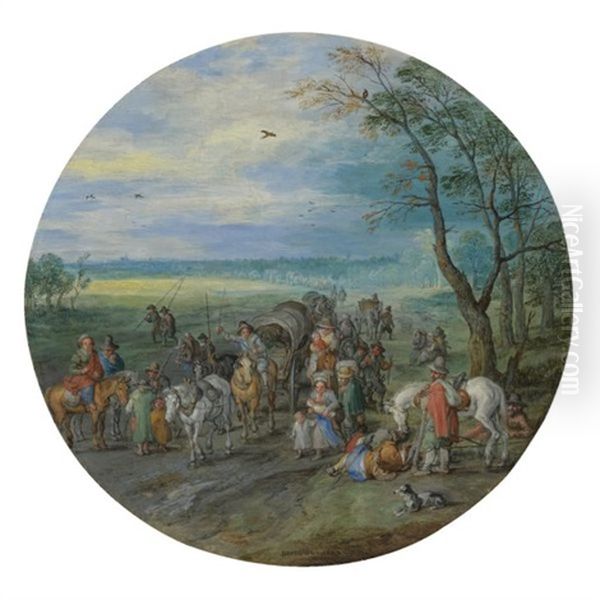 A Landscape With Travellers On A Road Passing A Small Copse - view 1
