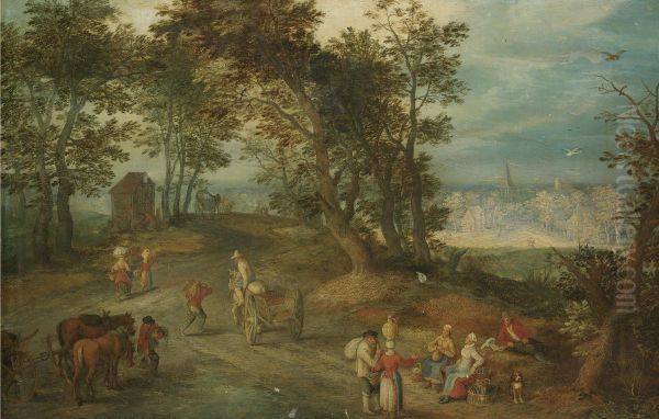 Landscape With Figures On A Road Through A Wood - view 1