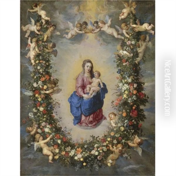 The Virgin And Child Encircled By A Garland Of Flowers Held Aloft By Cherubs (in Collab. W/hendrick Van Balen) - view 1