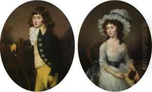 Three Quarter Length Portraits Of Master Harry Croft And Hissister. Miss Sarah Croft: A Pair Of Paintings
