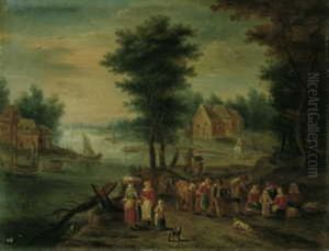 Flusslandschaft Mit Bauerlicher Staffage by Jan Brughel