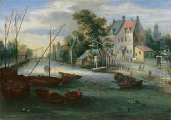 Kanallandschaft Mit Fischerbooten - view 1