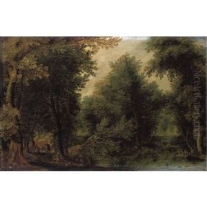 A Wooded Landscape With Travellers by Jan Brughel