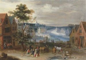 A Village Scene With A Canal In The Distance (the Willebroek Canal?)