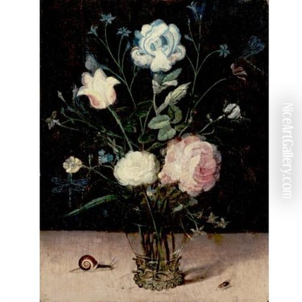 Still Life Of Flowers In A Glass Vase - view 1