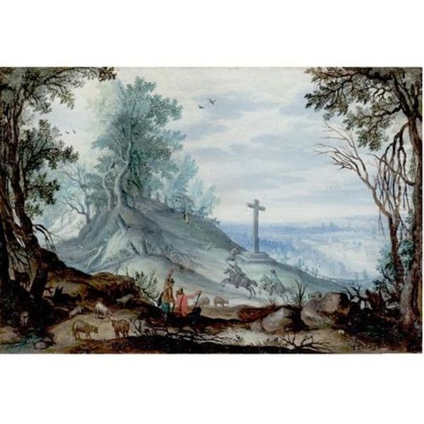 Wooded Landscape With Travellers - view 1