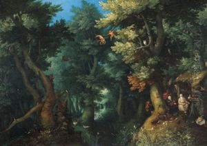 Waldlandschaft Mit Den Eremiten St. Paul Und St. Antonius by Jan Brughel
