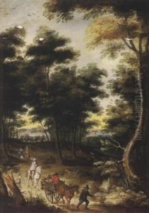 Reisende Auf Einem Waldweg by Jan Brughel